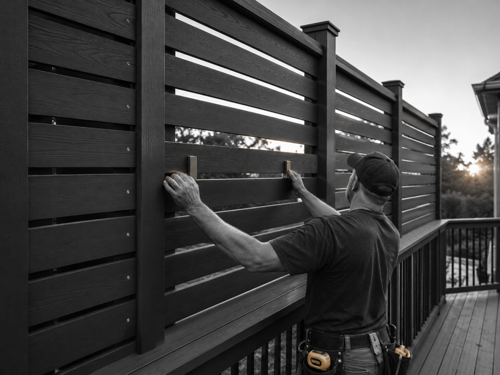 Horizontal Wood Slat Privacy Wall
